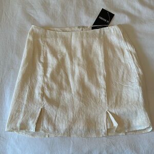 Forever 21 Cream Leopard Print Slit Mini Skirt